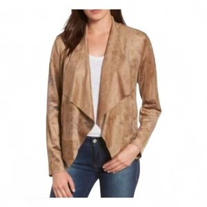 KUT FROM THE CLOTH Tayanita Drape Front Faux Suede Jacket - Medium